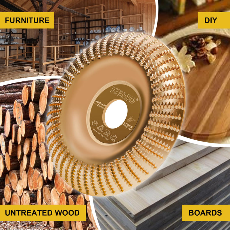 [Australia - AusPower] - HERZO Wood Sanding Disc for Angle Grinder (Diameter 125 mm x 22.23 mm), Rasp Disc Wood, Sanding Discs for Shaping 1 