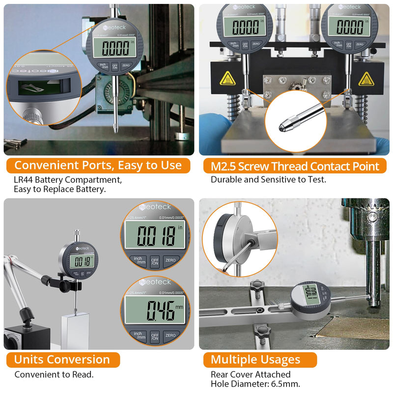 [Australia - AusPower] - Neoteck 1'' Digital Indicator+90lbs/40kg Magnetic Base Set 