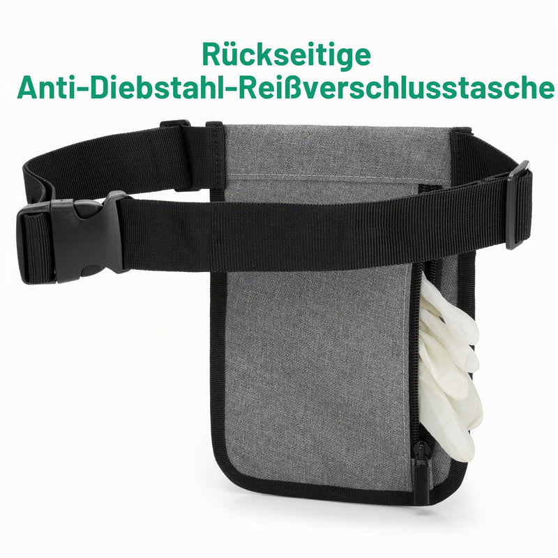 Trunab Nurse Belt Bag with Multiple Compartments, Grey | Organiser for medical accessories such as scissors, tape, stethoscope, thermometer, nursing bag Gray
