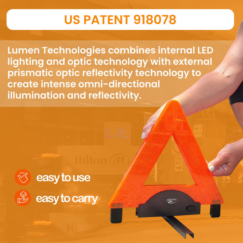 [Australia - AusPower] - Emergency Warning Triangle by Lumen Wand Store for Road Side Safety, Vehicle Breakdown, and Hazard Marking - Internal LED Illumination Combined with External Reflectivity, 1 
