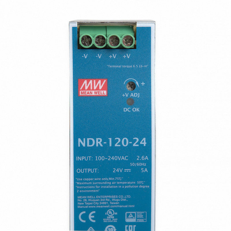 MeanWell NDR-120-24 120W 24V 5A DIN Rail Power Supply DIN-RAIL