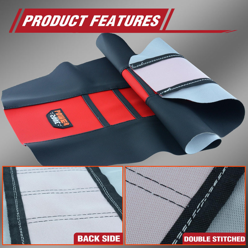 Gripper Rubber Dirt Bike Seat Cover - Universal Soft Seat Cover for Most Dirt Bike Motorcycle Red Black-Red