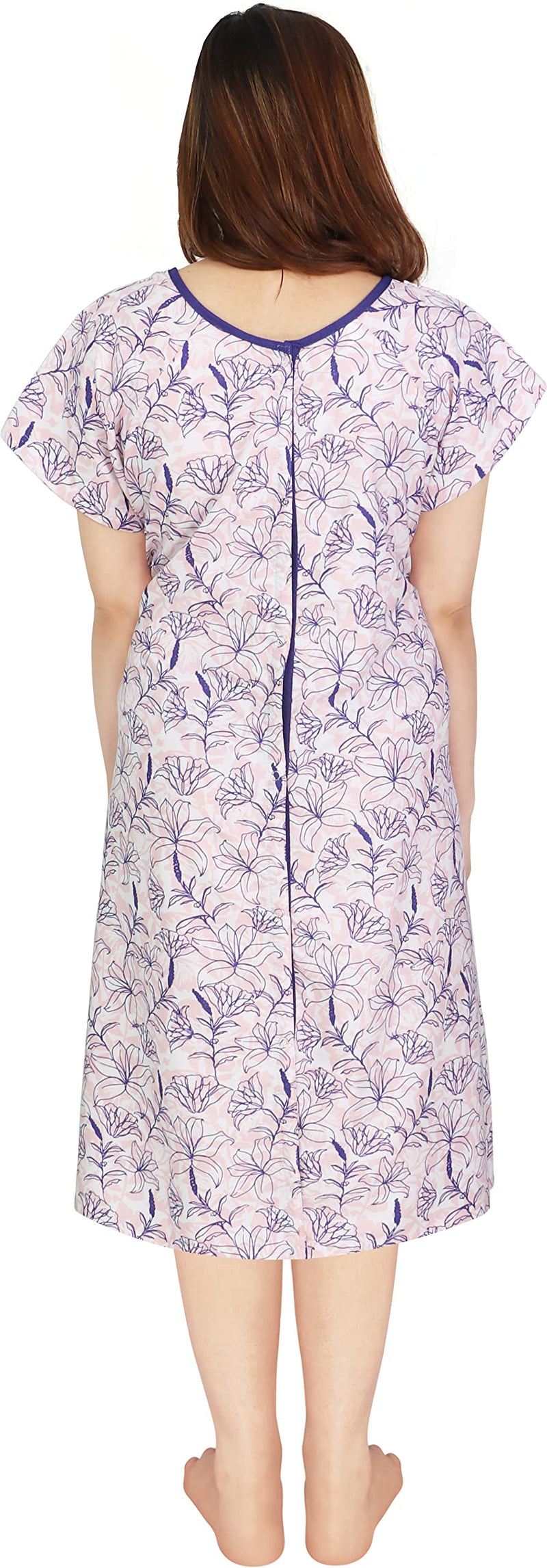 [Australia - AusPower] - NY Threads Women's Hospital Gown Soft and Stylish Patient Gown Small-Medium Vines - Pink 