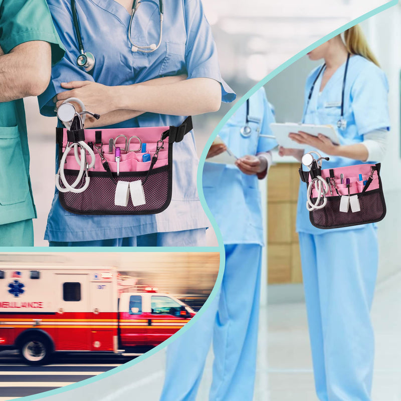 [Australia - AusPower] - Damero Nurse Fanny Pouch, Nurse Waist Pack with Tape Holder, Nurse Waist Organizer Belt for Stethoscopes, Bandage Scissors and Other Medical Supplies, Pink 