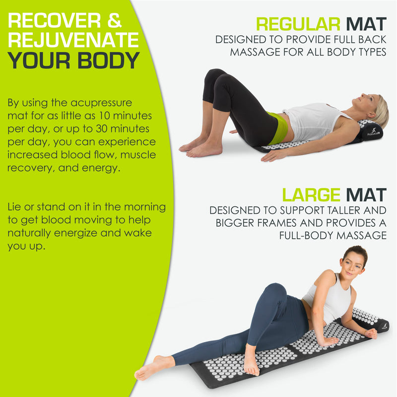 [Australia - AusPower] - ProsourceFit Acupressure Mat and Pillow Set for Back/Neck Pain Relief and Muscle Relaxation Black/White Large 