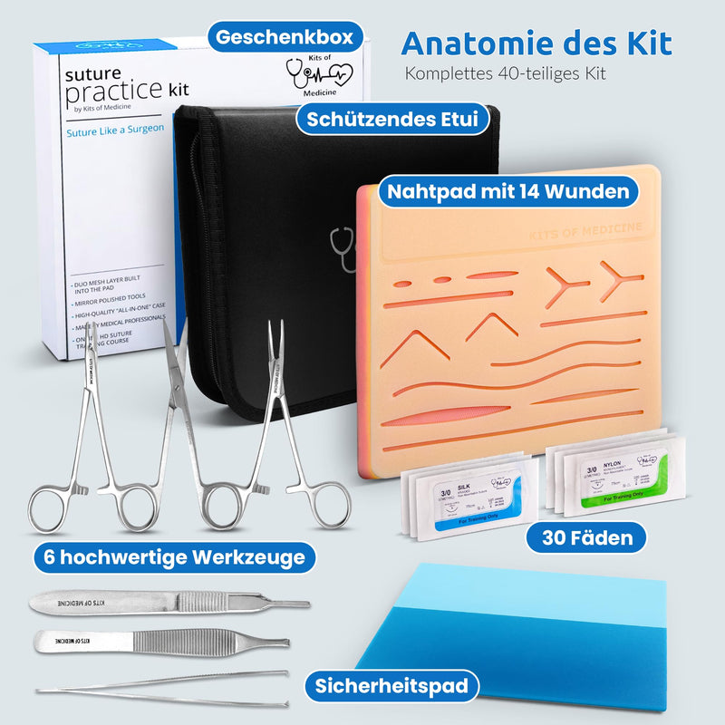 Surgical Suture Set, Includes Wound Stitching Videos (English Language Not Guaranteed), Perfect Gift for Medical Students / Veterinarians / Dentists / Nurses, Wound Stitching Practice Set, Non-slip Base for Stability