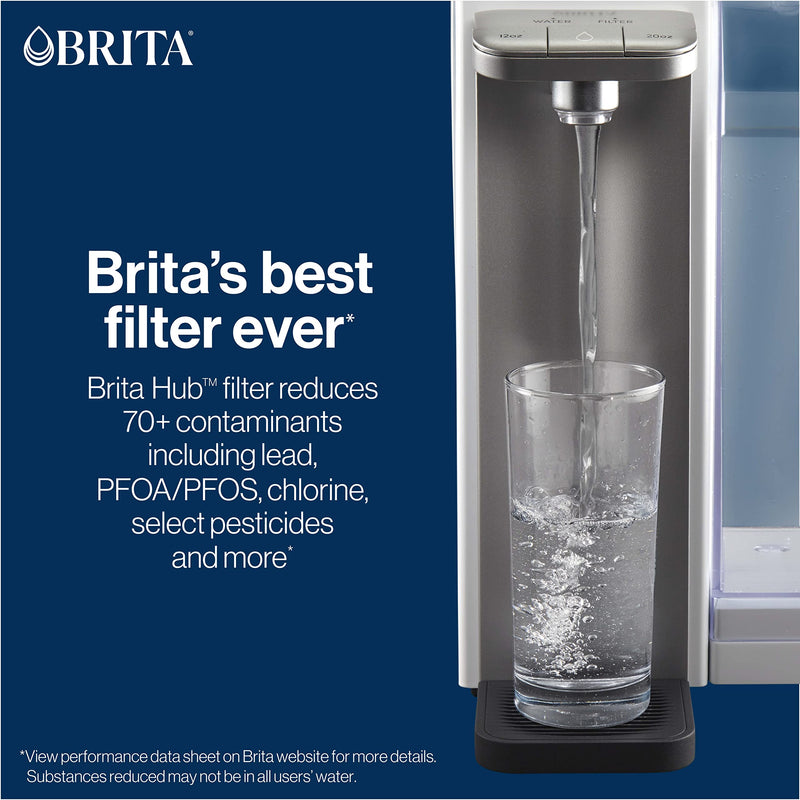 [Australia - AusPower] - Brita Hub Replacement Water Filter, BPA-Free, Replaces 900 Plastic Water Bottles, Lasts Six Months or 120 Gallons, Includes 1 Filter, Kitchen Essential, White Hub Filter 