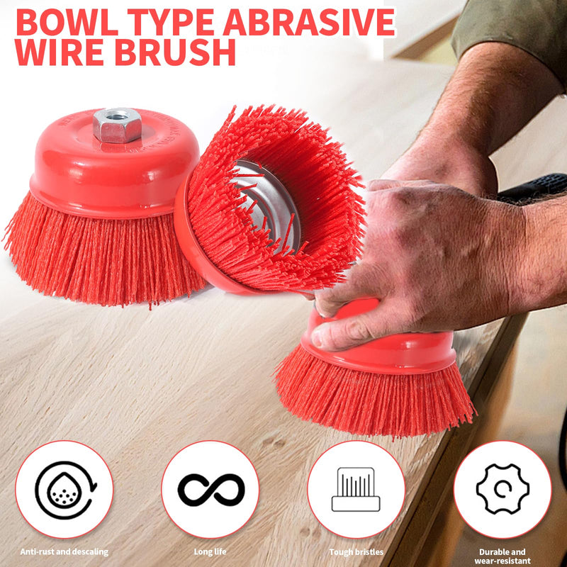 [Australia - AusPower] - Pack of 2 Nylon Cup Brush, Nylon Brush, 75 mm Wire Brush, Drill Brush, Angle Grinder, Cup Brushes, Internal Thread M14 for Removing Rust, Corrosion, Metal Polishing Cleaning 