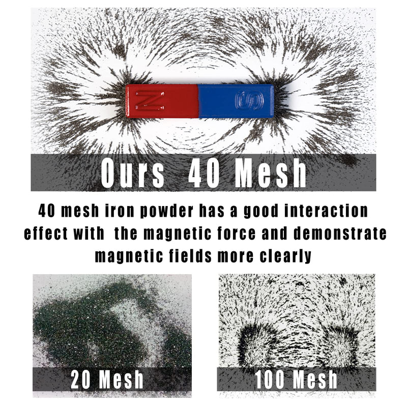 [Australia - AusPower] - DAILYLIFE Iron Powder Iron Filings for Science Experiments, 1 Pound (16 Ounces) Magnetic Sand with 4 Magnets for Magnetic Field School Project, Metal Shavings Iron Oxide Powder Children Toys 
