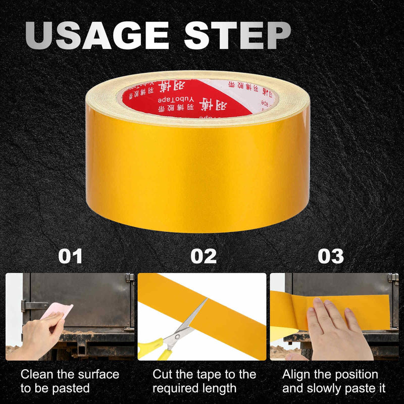 Caution Tape Safety Stripe Waterproof Reflective Tape (1 Inch x 164 Feet, Yellow) - Warning & Caution, for Outdoor Road Wall Trailers Bikes Vehicle, Self Adhesive 1 Inch x 164 Feet