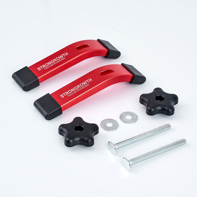 [Australia - AusPower] - T track Hold Down Clamps - Double Cut Profile Universal T-Track Clamps, 6-3/8"L x 1-1/4"W - Woodworking and Clamps - Fine Sandblast Anodized - Red Color-2PK T-Track Clamps 2pk 