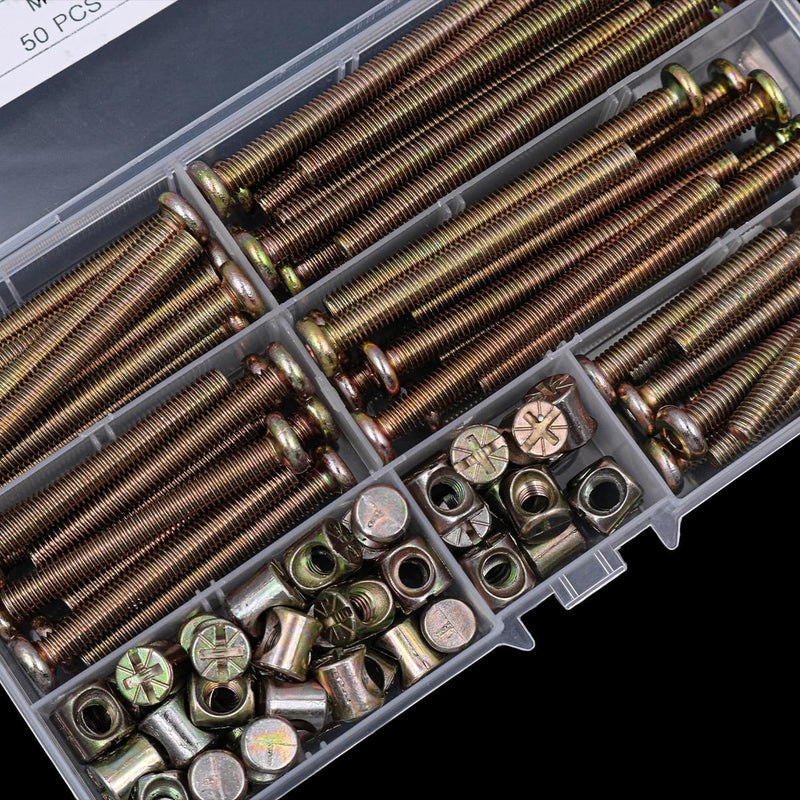 [Australia - AusPower] - 100 PCS NUZAMAS M6 Furniture Bolt Nut Set 40, 50, 60, 70, 80 mm Furniture Bolt Barrel Hex Socket Grib Screws Bolts Assortment Kit for Bunk Bed Furniture Cot 
