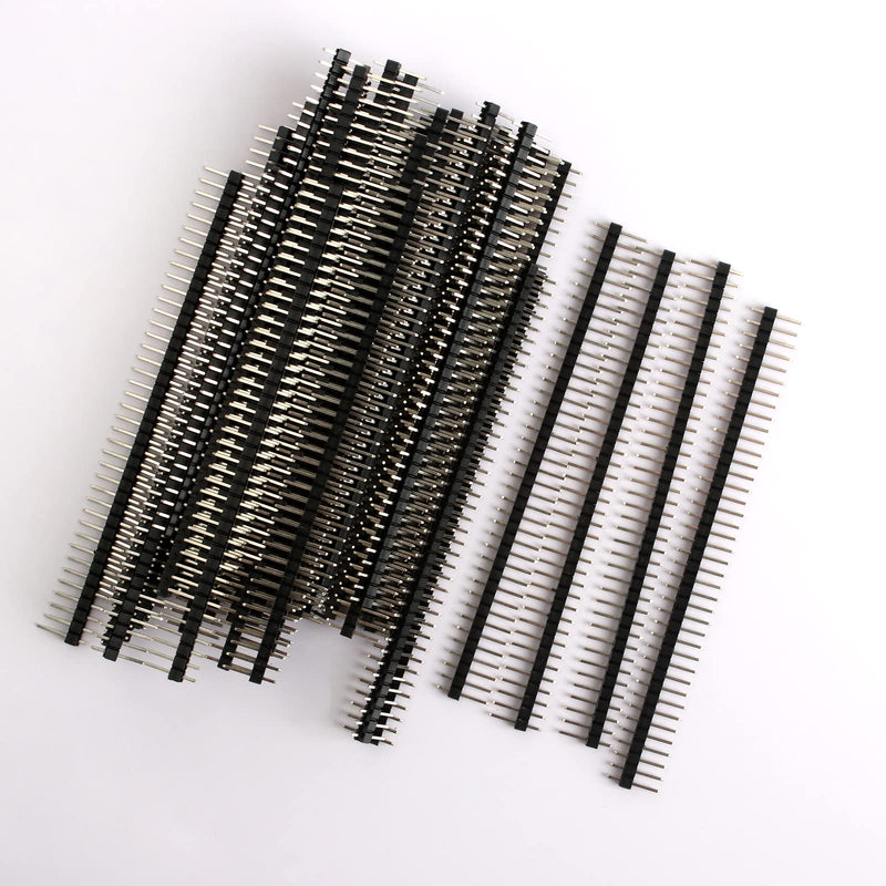 Pin Headers Breakaway Circuit Board Single Row Pin Header Right Angle Male 40 Pin 2.54 mm Straight Pin Header for Technology Arduino Prototype Shield, Raspberry Pin DIY Pack of 60