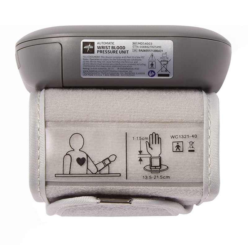 [Australia - AusPower] - Medline Digital Wrist Blood Pressure Monitor, BP Cuff with Batteries Included (60 Reading Memory) 
