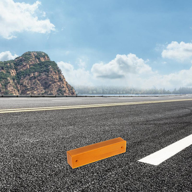 CALLARON 6pcs Reflective Sign Post, Road Pavement Markers, Night Safety Reflective Panels, Acrylic Orange Road Reflectors for Snow Plow, Construction, Driveway Edge, Parking 7. 07 X 1. 57 Inch