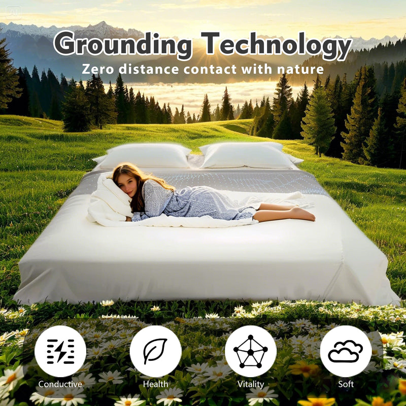 [Australia - AusPower] - Grounding Sheet for Bed 90% Organic Cotton+10% Pure Silver Fiber, Grounding Fitted Sheets for All Mattress Sizes, with Static grounding Cord and Test Pen (Gray, 105.1 * 23.1inch) Gray 105.1*23.1inch 