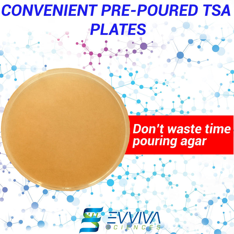 Tryptic Soy Agar (TSA) Plates by Evviva Sciences - Prepoured TSA Petri Dishes - Excellent Product and Performance - Top Science Kit for Science Fair Projects- Intended for Ages 15 & Older