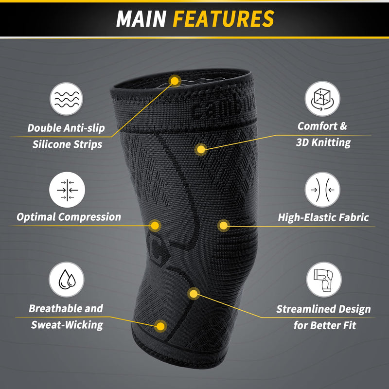 [Australia - AusPower] - CAMBIVO 2 Pack Knee Braces for Knee Pain, Knee Compression Sleeve for Men and Women, Knee Support for Meniscus Tear, Running, Weightlifting, Workout, ACL, Arthritis, Joint Pain Relief (Black,Medium) Medium Black 