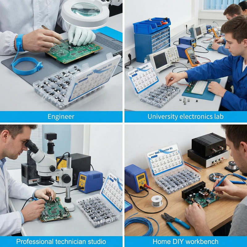 400 Pcs 24 Values 1uF-1000uF SMD Aluminum Electrolytic Capacitor Kit Assortment with Storage Box, ±20% Tolerance, -40℃ to 105℃ for DIY Repair LED Electronic Projects 400