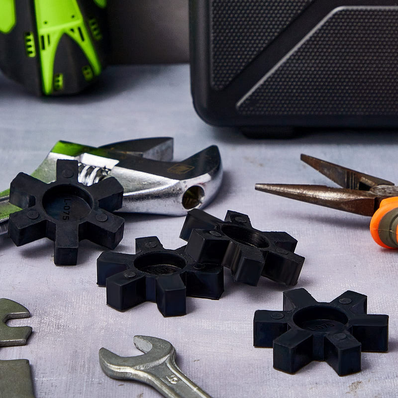 [Australia - AusPower] - Flexible NBR Rubber Spider Insert Solid Spider Center Inserts Suitable for L Jaw Coupling Set, Black (4 Pcs, L075) 4 