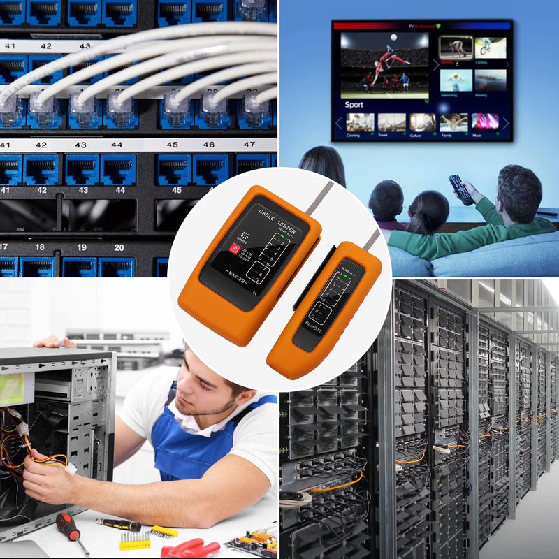 [Australia - AusPower] - Ethernet & Telephone Cable Tester, for RJ45/RJ11/RJ12 Network & Phone Lines, Compatible with Cat5/Cat5e/Cat6 Cables, with Clear LED Indicators & Silicone Case (Battery Not Included) 