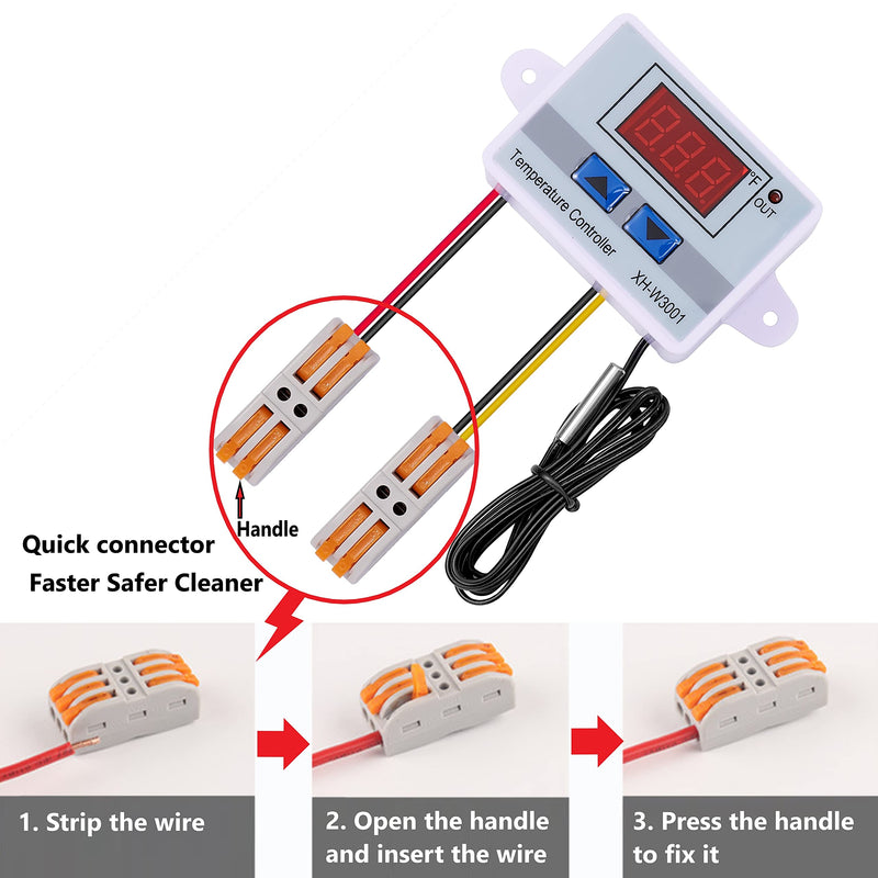 [Australia - AusPower] - VIGELA AC110~220V 1500W XH-W3001 ℉ Temperature Controller with Waterproof Probe and Quick Connector(2 Pieces) XH-W3001/℉ AC110~220V 