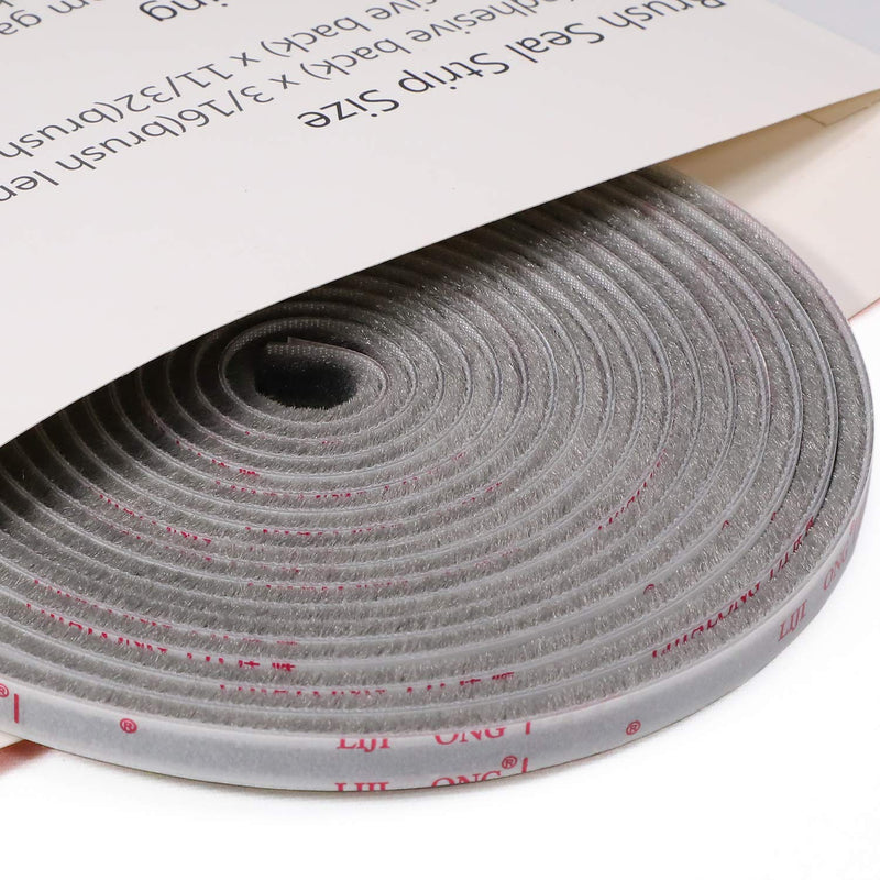 [Australia - AusPower] - TORRAMI Felt Pile Weather Stripping 11/32 inch x 3/16 inch x 16 ft, Sliding Windows and Door Frame Side Brush Seal, Draft Stopper Soundproofing, Grey Gray 