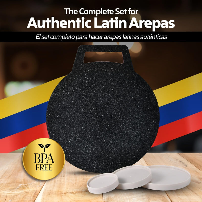 12" Budare for Arepas (Thin) + Molde para Arepas (5.9", 4.3", 3.1") – Plancha para Arepas Colombianas y Venezolanas – Budare para Arepas Venezolanas (Delgado)