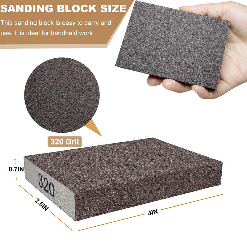 [Australia - AusPower] - 6 Pack 320 Grit Hand Sanding Block, Washable and Reusable Sanding Sponge Great for Pot Brush Pan Brush Sponge Brush Glasses Sanding Wood Sanding Metal Sanding (320 Grit) 