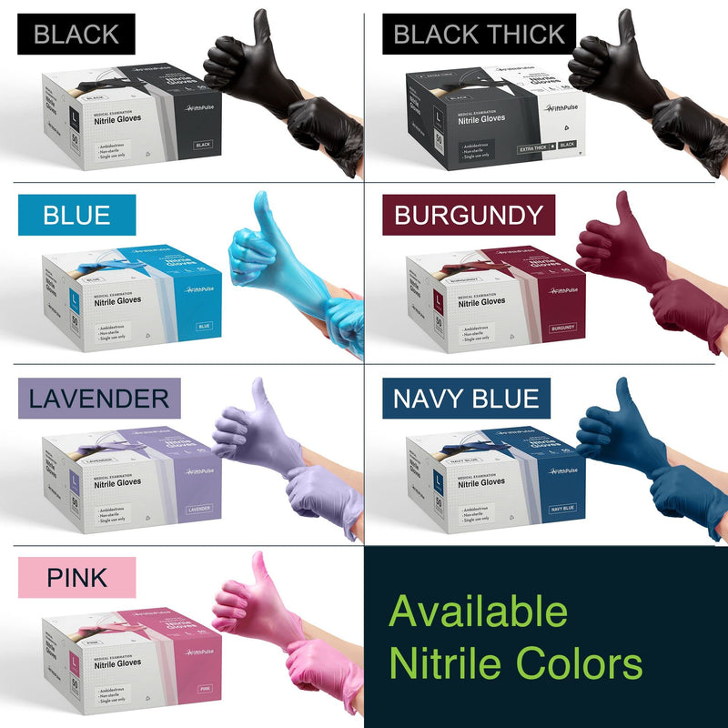[Australia - AusPower] - Disposable Black Nitrile Gloves Large 100 Count - Extra Thick 4.5 Mil - Powder and Latex Free Rubber Gloves - Surgical Medical Exam Gloves - Food Safe Cooking Gloves 