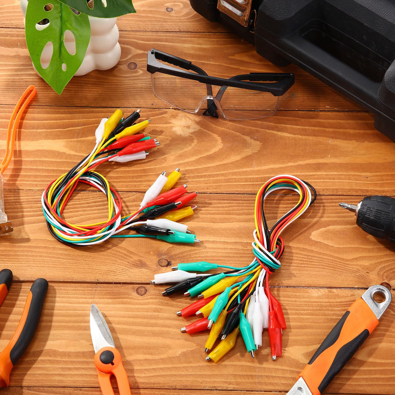 [Australia - AusPower] - Kingdder 100pcs Alligator Clips Test Leads Dual Ended Crocodile Clips Jumper Wires -22awg Pure Copper Wire, 5 Color Coded, for DIY School Experiments, Multimeter, Electronics Repair, Circuit Testing 