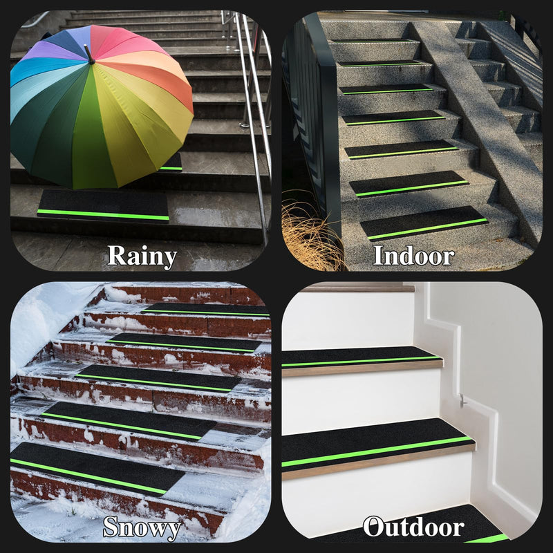 5 Pieces Anti Slip Tape with Glow in Dark Stripe Non Slip Tape with Luminous Stripe Anti Slip Grip Tape for Stairs Anti Slip Traction Tape, 6 by 24 Inches (Luminous)