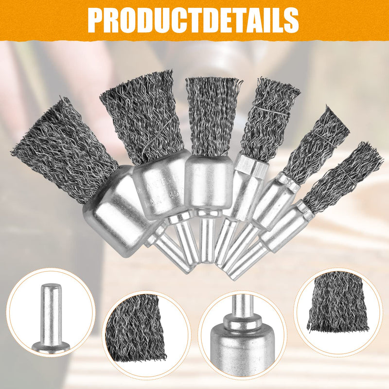 [Australia - AusPower] - 18 Pack Wire End Brush Set, Wire Brush for Drill ,6 Sizes 0.012"Crimped Wire Wheel for Drill 1/4 Inch Shank, for Drill Attachment 18 Pcs Kit 