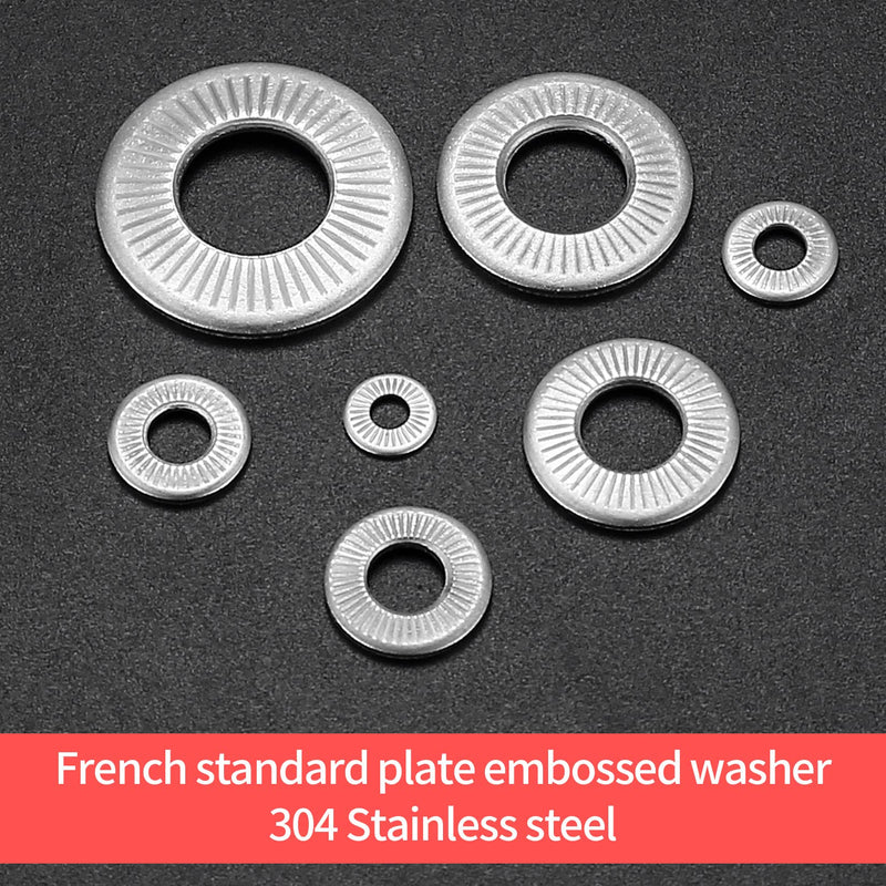 128 Pcs Belleville Washer, Conical Knurled Spring Washers, Stainless Steel Coned-disc Spring Washers, Disc Cupped Spring Washers Assortment Set, Metric M3/M4/M5/M6/M8/M10/M12 Silver 128pcs