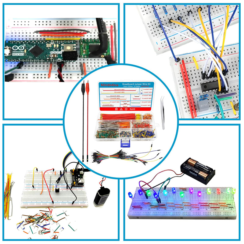 [Australia - AusPower] - 560 Pieces Jumper Wire Kit 14 Lengths Assorted Preformed Breadboard Jumper Wire+65 pcs Solderless Flexible Breadboard Jumper Wires +Alligator Clip Test Leads with Free Box&Tweezers 560pcs+65pcs+2pcs Alligator 