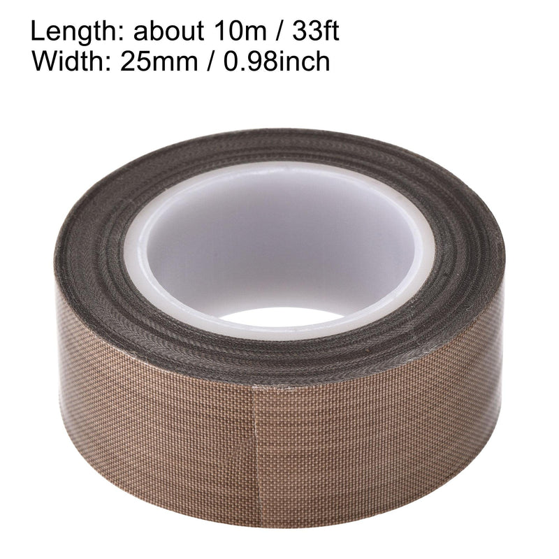 uxcell Heat Resistant Tape High Temperature Tape PTFE Film Adhesive Tape 25mm Width 10m 33ft Long Brown