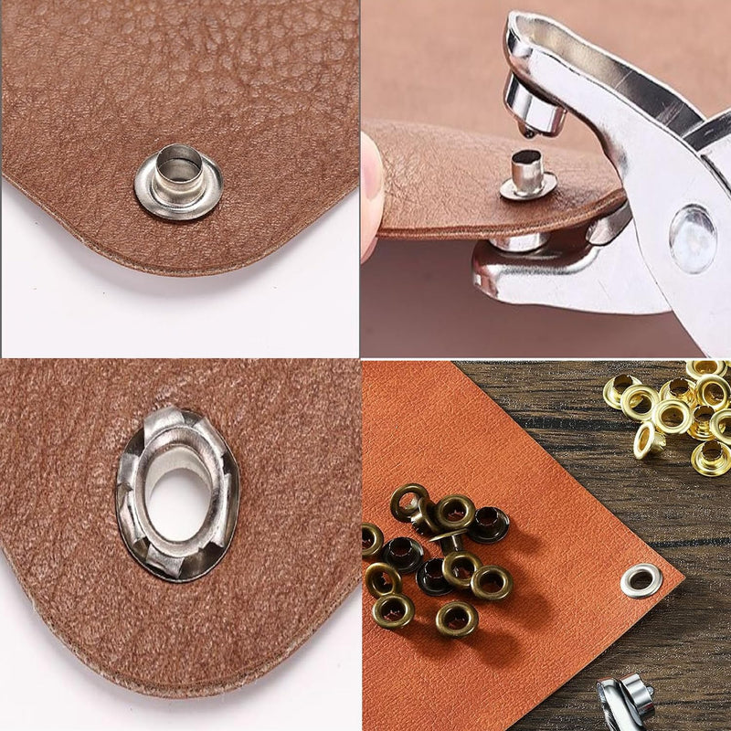 [Australia - AusPower] - 1003Pcs Grommet Tool Kit, 1/4 Inch 6mm(Inside) Grommet Eyelet Pliers Kit with 1000 Metal Eyelets with Washers for Fabric, Leather, Belt, Shoes, Clothes 