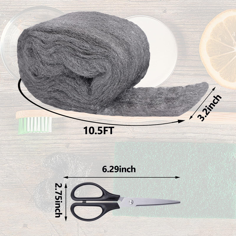 [Australia - AusPower] - 2Pack Steel Wool for Mice Control 3.2"x10.5 ft Wool, Gap Filler for Home & Garage, DIY Bundle with Gloves & Scissors 2 PACK 