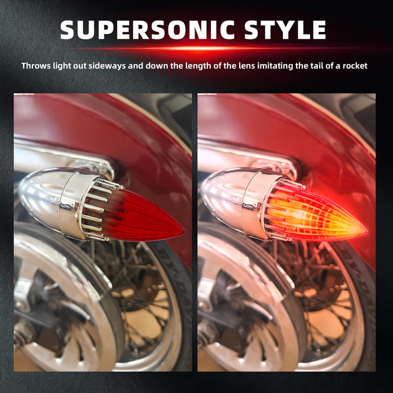 [Australia - AusPower] - FATECIM Motorcycle 2" 1156 LED Rear Turn Signal Red Light Blinkers Indicators with Supersonic Replacement Red Lens for Harley Softail Touring Dyna Fat Boy Sportster Road King Street Glide Road Glide Chrome / Supersonic Red Lens 1156 Red Light 