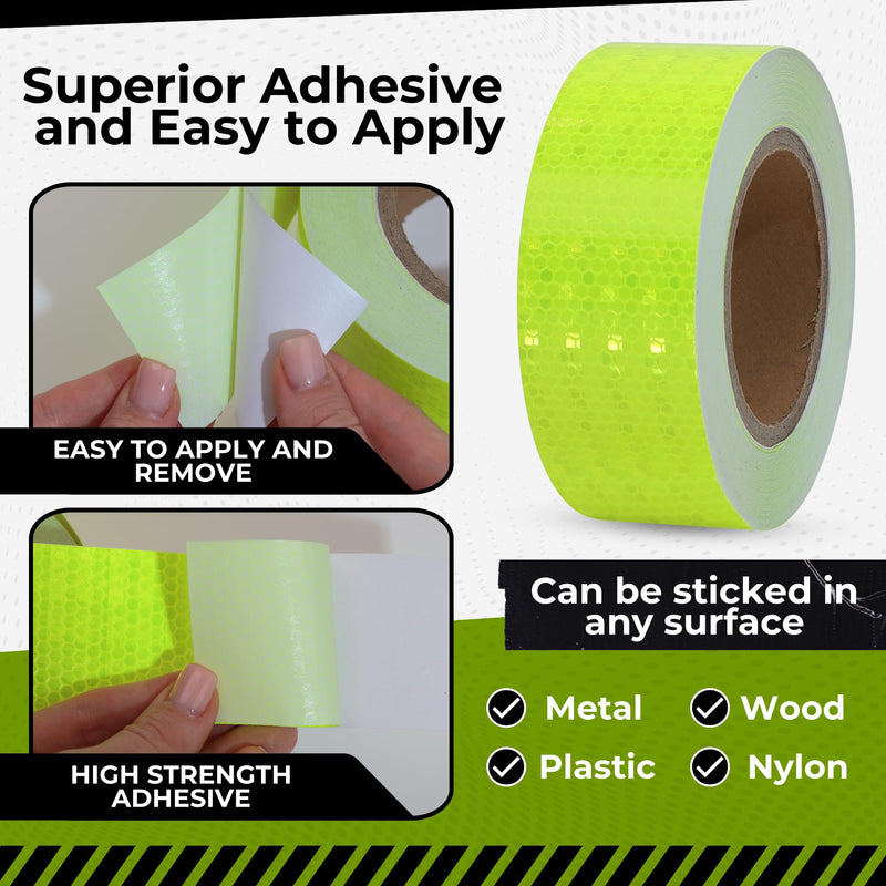 DOT C2 Reflective Tape 2IN x 100 FT - Safety Reflective Outdoor Waterproof Conspicuity Tape - Green Reflector Tape for Trailers, Vehicles, Boats - Strong Reflective Safety for Caution Warning Signs