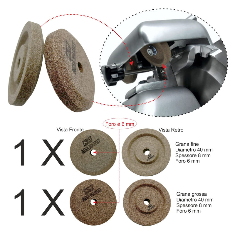 [Australia - AusPower] - Grinding Wheels for Slicer Compatible with RGV, Sirman, Mistro, Fimar, Fama Others Ø 40 - H 8 - Hole 6 