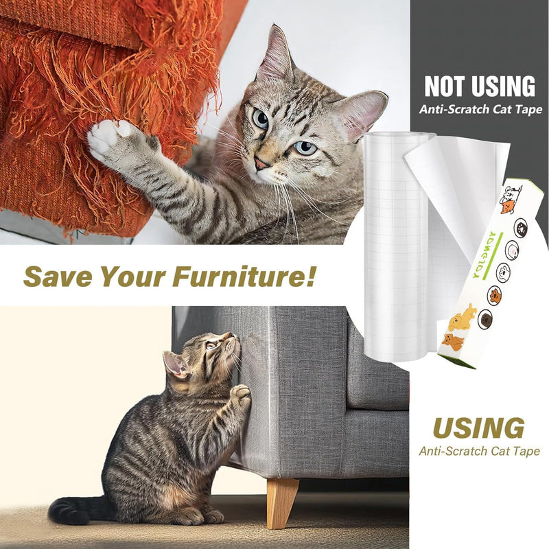 yongjoy Anti-Cat Scratch Furniture Protector, Flexible Sticky Couch Corner Guard, Thicken Vinyl Cat Scratch Tape (316" x 11.8") 316" x 11.8"