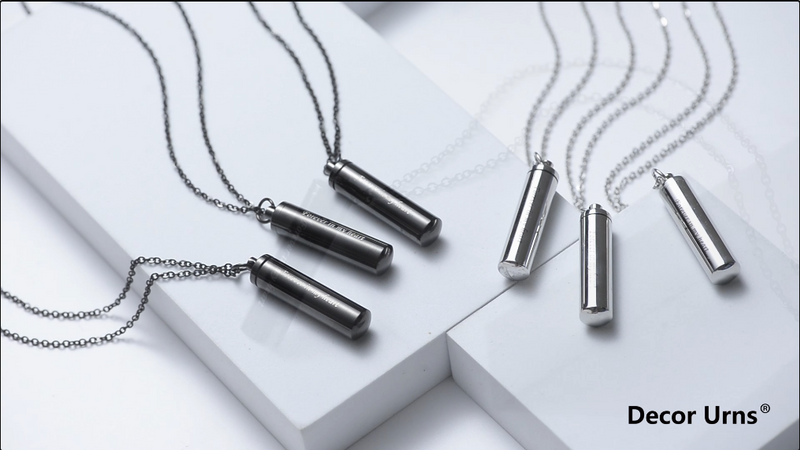 3 Pack Urn Necklace for Ashes Memorial Cremation Jewelry for Ashes, Cylinder Urn Locket for Ashes Stainless Steel Urns Pendant Keepsake Jewelry with Words: Forever in my heart & Funnel Kit & Bag Black