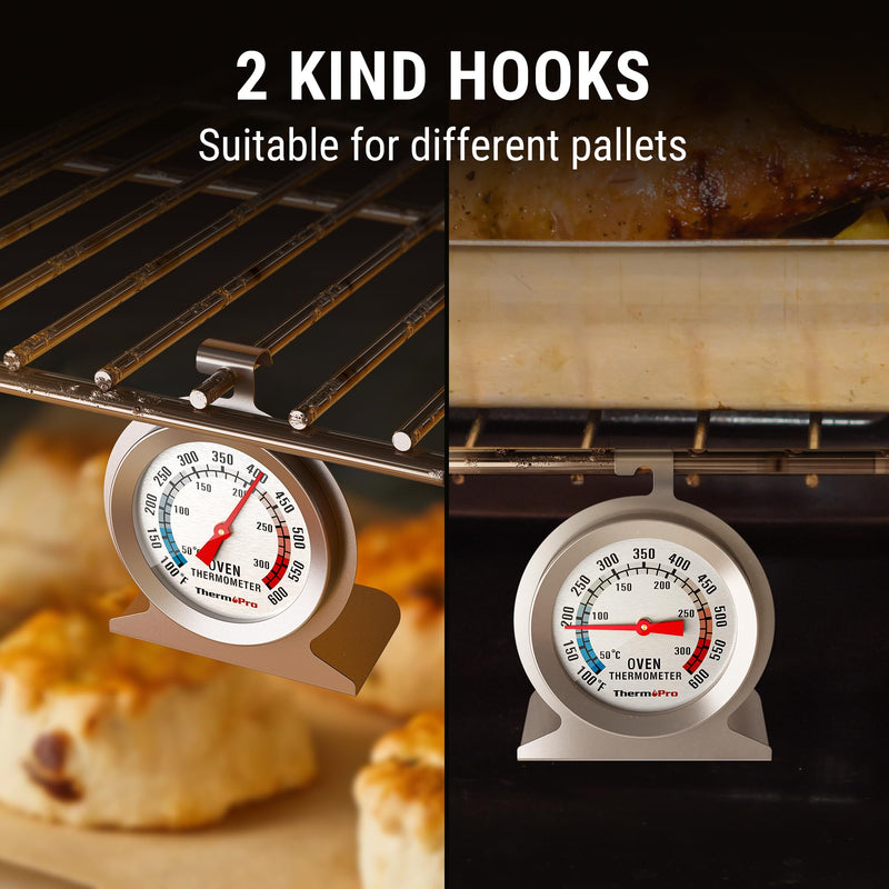 [Australia - AusPower] - 3-in-1 Bundle! ThermoPro 2-Pack Oven Thermometer for Gas Oven, 100-600°F Smoker Temperature Gauge, ThermoPro TP01A Digital Meat Thermometer for Cooking Candle Liquid Deep Frying Oil Candy 