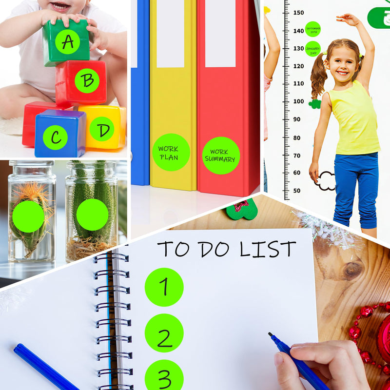 PARLAIM 1000 Pack, Fluorescent Green Dot Stickers 1 inch Round Circle Labels Garage Sale Stickers