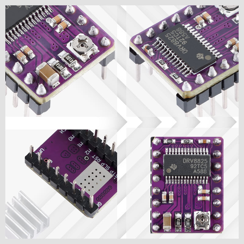 [Australia - AusPower] - DRV8825 Stepper Driver, DRV8825 Stepper Motor Driver Module for 3D Printer Stepper Driver 4-Layer PCB Board, Send Heat Sink(5PCS) 