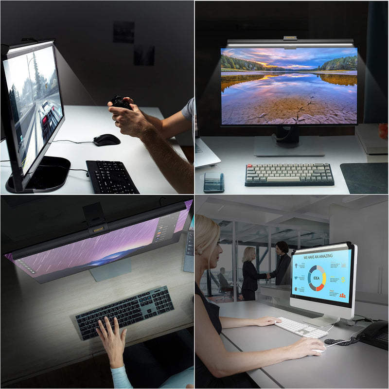[Australia - AusPower] - Computer Monitor Light Screen Light Bar e-Reading LED Task Lamp, 3 Color Modes, USB Powered,No Screen Glare, Dimmable Desktop Monitor Lamp for Desk/Office/Home 