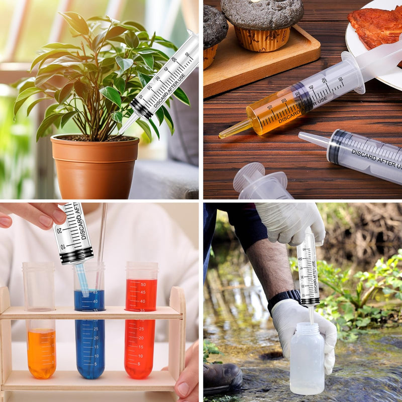 [Australia - AusPower] - Pack of 6 60 ml Syringe Large Syringes for Science Laboratories Without Needle for Refilling and Measuring Oil Adhesive Applicator of Liquids Feeding Pets Scientific Laboratories 