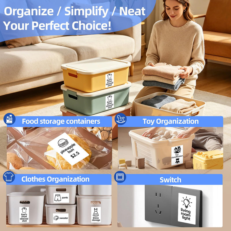 Thermal Labels Maker Tapes for B21/B3S/B1 Printer,1.57" X 2.36" (40 X 60mm) 125 Labels/Roll,Multi-Purpose Adhesive Labels Sticker Paper for Home Office Small Business Address School,6 Rolls White 40*60mm-6 Rolls