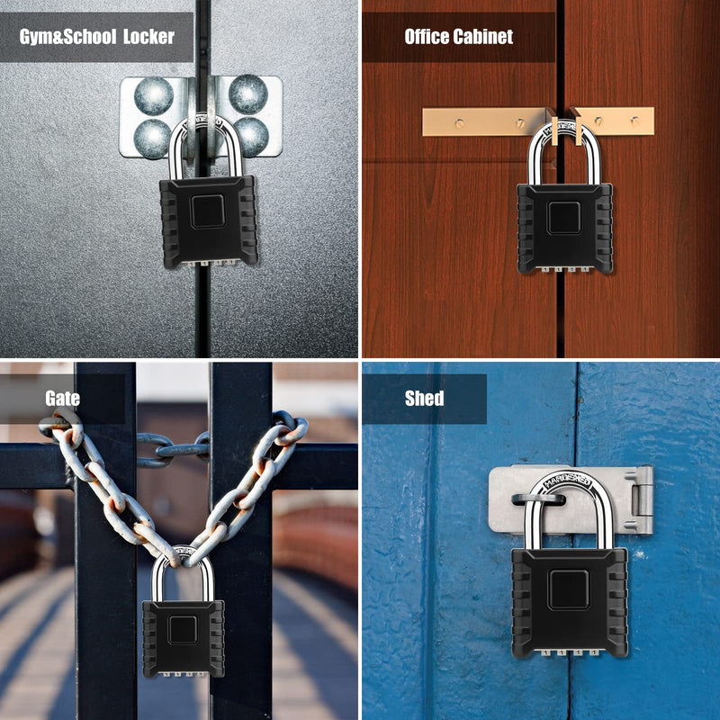 [Australia - AusPower] - Diyife® Heavy Duty Combination Padlock, Large Outdoor Padlock [One-Touch Unlocking] High Security Weatherproof, Design of Hidden Password Suitable for Locker, Home, School, Garage, Gate, Garden Black 